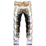 Mens Fashion Jeans Flame Print 584#