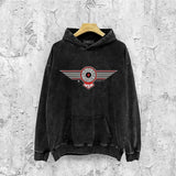 Amiri washed hoodie flying eagle wings chapter printing distressed printing