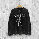 Amiri washed sweatshirt skull puppet printing washed and distressed