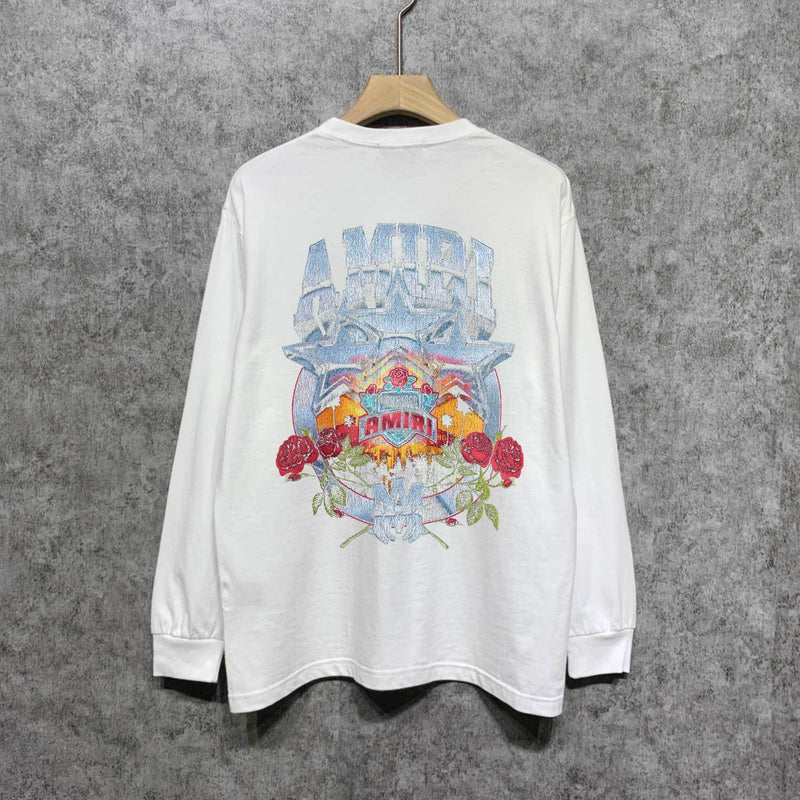 Amiri long sleeve shirts five-star rose printing