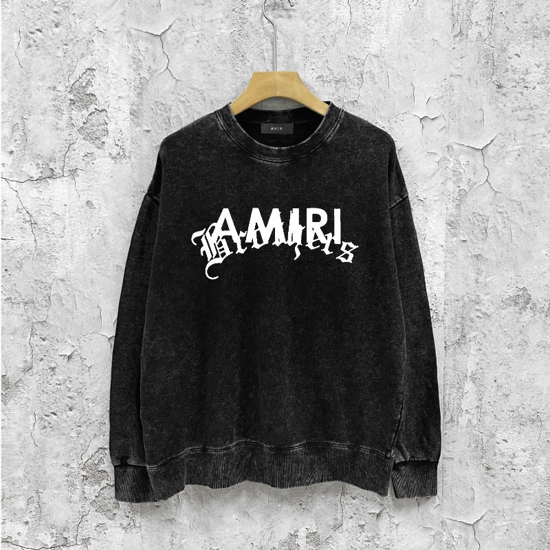 Amiri washed sweatshirt text cross print washed old