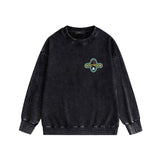 Amiri washed sweatshirt gray wolf cross printing washed and distressed
