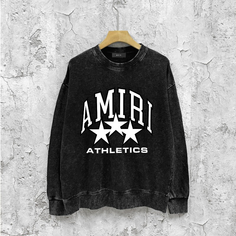 Amiri washed sweatshirt outline five-pointed star printing washed and distressed