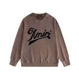 Amiri washed sweatshirt elegant letter printing washed and distressed