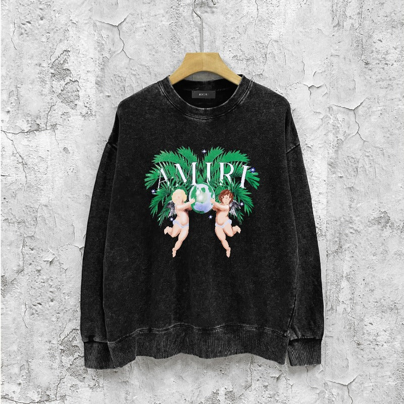 Amiri washed sweatshirt angel twin print washed old