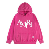 Amiri washed hoodie with overlapping letter foam printing and distressed printing