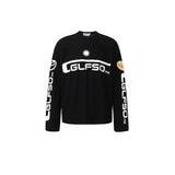 Men long sleeved shirt w retro street trendy men's and women's letter pattern design men's waffle grids