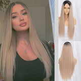 Women's Wigs Middle Part Straight Lace Front Wig