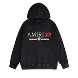 Amiri washed hoodie red font washed distressed printing