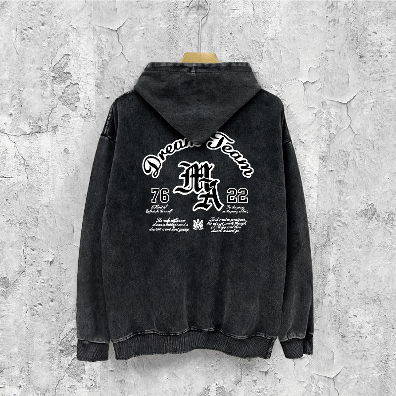 Amiri washed hoodie new arrivalletter logo washed distressed printing