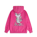 Amiri washed hoodie angel distressed printing