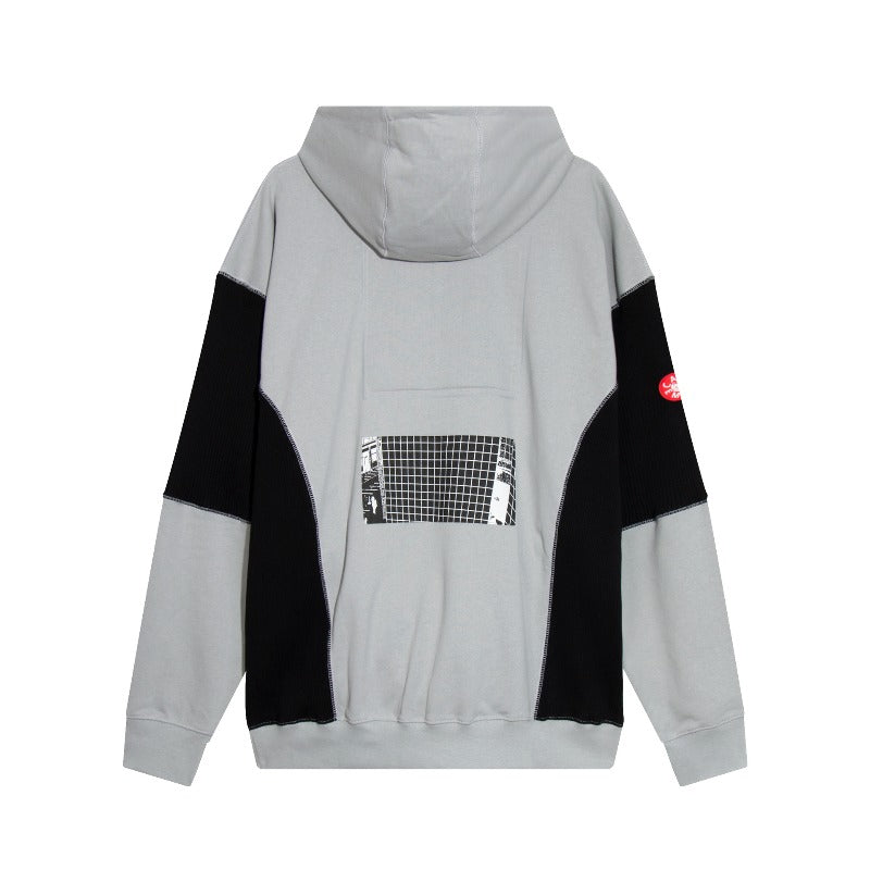 C.e hoodie early spring c.e patchworkcontrast color ribbed hooded sweatshirt