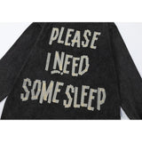 Men long sleeved shirt retro washed old letter design men's loose