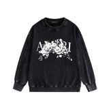 Amiri washed sweatshirt colorless floral printing washed and distressed
