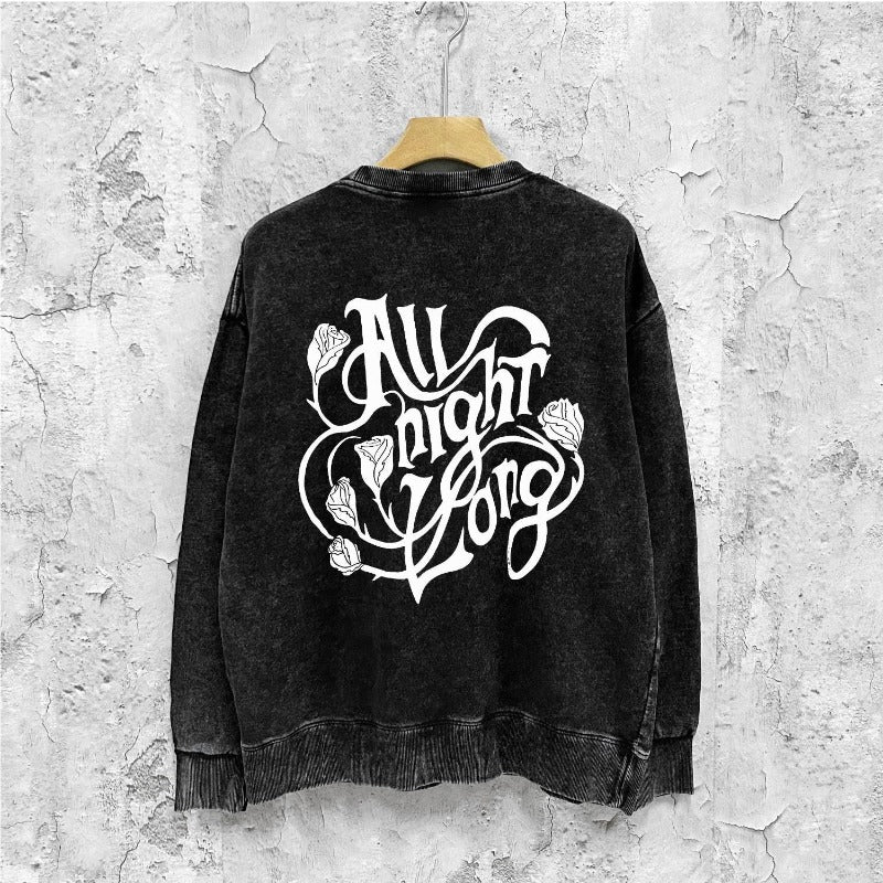 Amiri washed sweatshirt morning glory printing washed and distressed