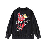 Amiri washed sweatshirt flower printing washed and distressed