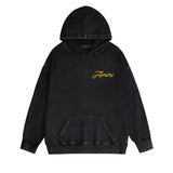 Amiri washed hoodie yellow letter pegasus distressed print