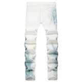 Mens Fashion Jeans Blue ink splash 1321#