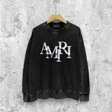 Amiri washed sweatshirt metallic luster letter print washed old