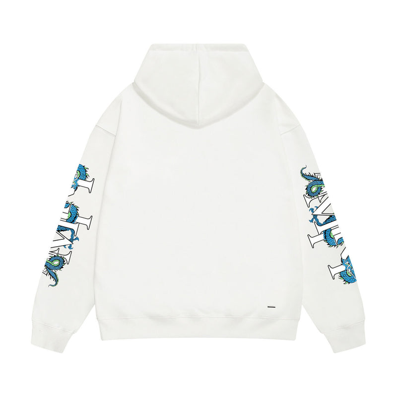 Amiri hoodie with overlapping letter dragon print