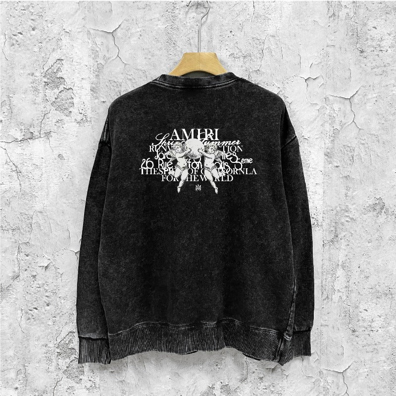 Amiri washed sweatshirt alphabet angel ball print washed old