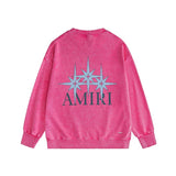 Amiri washed sweatshirt bone crack star printing washed and distressed