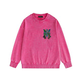 Amiri washed sweatshirt waist flower camouflage letterprinting washed and distressed