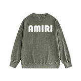 Amiri washed sweatshirt large simple logo printing washed distressed sweatshirt