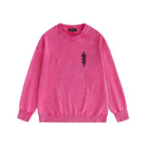 Amiri washed sweatshirt vertical small overlapping letter print washed old