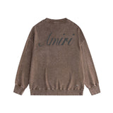 Amiri washed sweatshirt wing crown printing washed and distressed