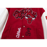Off White Jacket Qiuxin OW Joint NBA Team Series Baseball Jacket