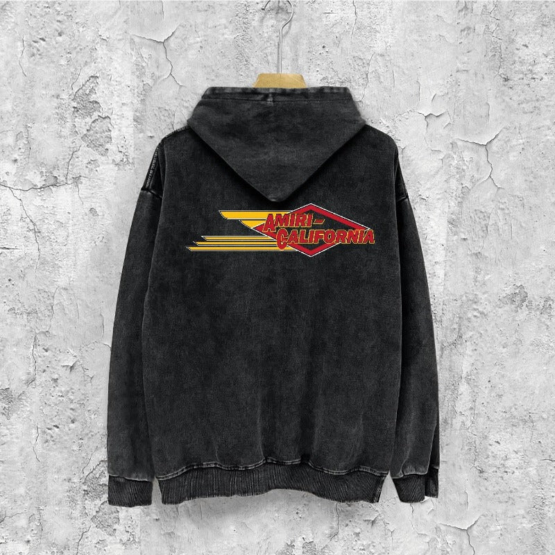Amiri washed hoodie eagle distressed print