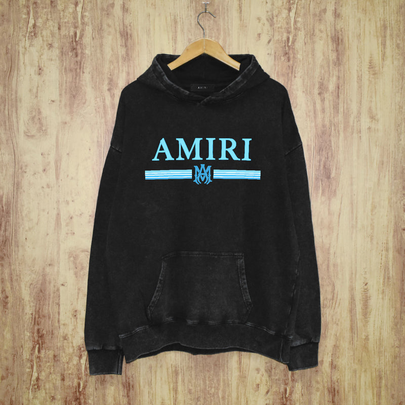Amiri washed hoodie colorful snake letter horizontal strips washed distressed printing