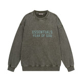 C.e sweatshirt early autumn fog seam-lined letter washed distressed crewneck pullover sweatshirt