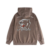 Amiri washed hoodie black panther distressed printing