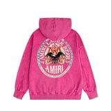 Amiri washed hoodie oil painting flying eagle distressed printing