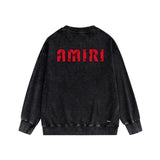Amiri washed sweatshirt cashew flower large simple label printing washed and distressed