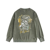 Amiri washed sweatshirt hollywood golden dragon printing washed and distressed