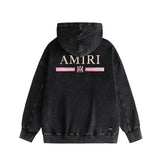Amiri washed hoodie crayon horizontal stripes washed distressed printing