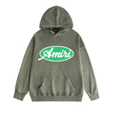 Amiri washed hoodie oval letter distressed printing