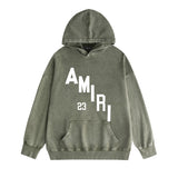 Amiri washed hoodie ladder text printing washed distressed printing
