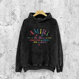 Amiri washed hoodie watercolor cartoon letter washed distressed printing