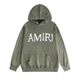 Amiri washed hoodie fog star distressed printing