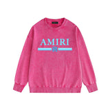 Amiri washed sweatshirt colorful letter horizontal stripsprinting washed and distressed