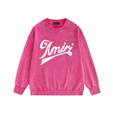 Amiri washed sweatshirt elegant letter printing washed and distressed
