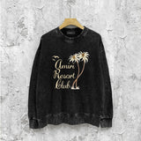 Amiri washed sweatshirt coconut tree bird print washed and old