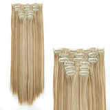 Women's Wigs Hair Extension 6-piece Set Clip Hair Long Straight Hair Women's Chemical Fiber Wig 16 Card Straight Wig