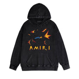 Amiri washed hoodie motorcycle skull washed distressed printing