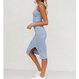 Women Dresses Knitted Slit Dress