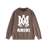 Amiri washed sweatshirt large simple logo printing washed distressed sweatshirt